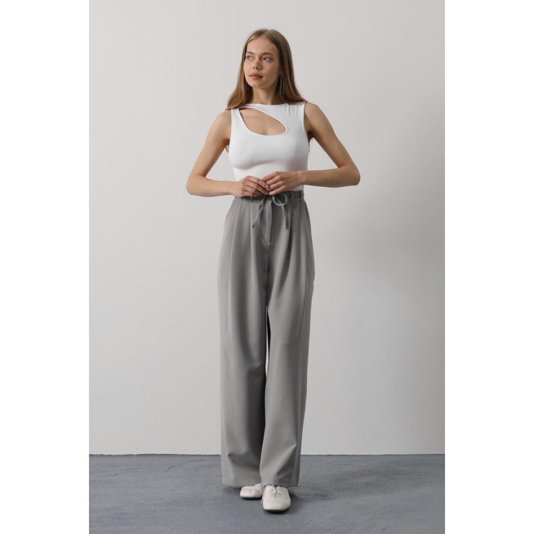 Pileli Bağcıklı Oversize Pantolon - Gri 162830 Pileli Bağcıklı Oversize Pantolon - Gri 162830