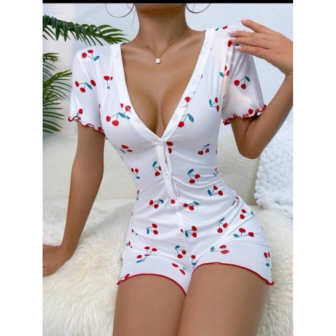 Kadın Göğüs Dekolteli Pinterest Kiraz Desen Full Likralı şort Tulum 151500 Kadın Göğüs Dekolteli Pinterest Kiraz Desen Full Likralı şort Tulum 151500