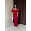 Bordo İşlemeli Kolu Garnili Elbise 159305 Bordo İşlemeli Kolu Garnili Elbise 159305