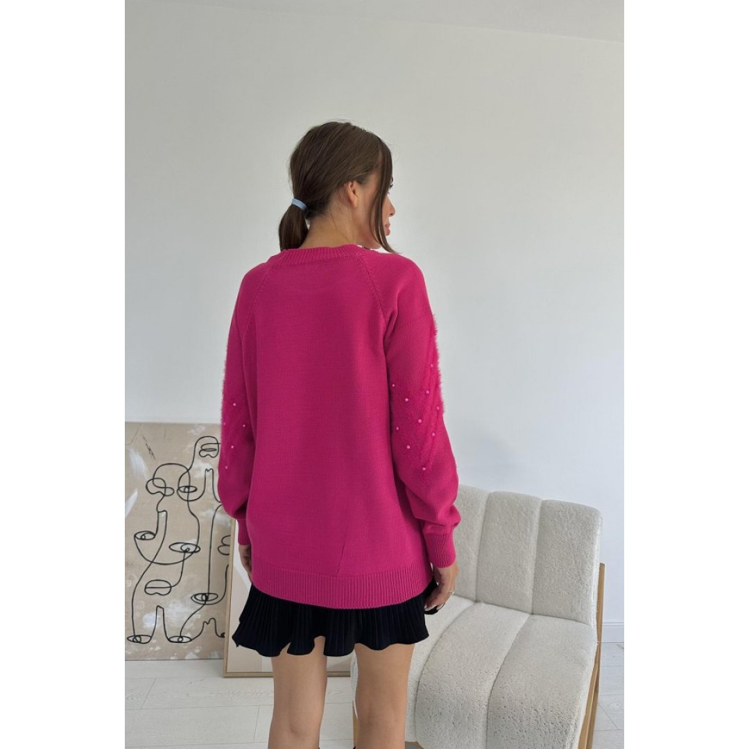 Fuşya Zikzak Boncuklu Triko Kazak 148258 Fuşya Zikzak Boncuklu Triko Kazak 148258