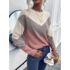 Kadın Uzun Kollu Bisiklet Yaka Renk Bloklu Triko Bluz - 93630 Kadın Uzun Kollu Bisiklet Yaka Renk Bloklu Triko Bluz - 93630