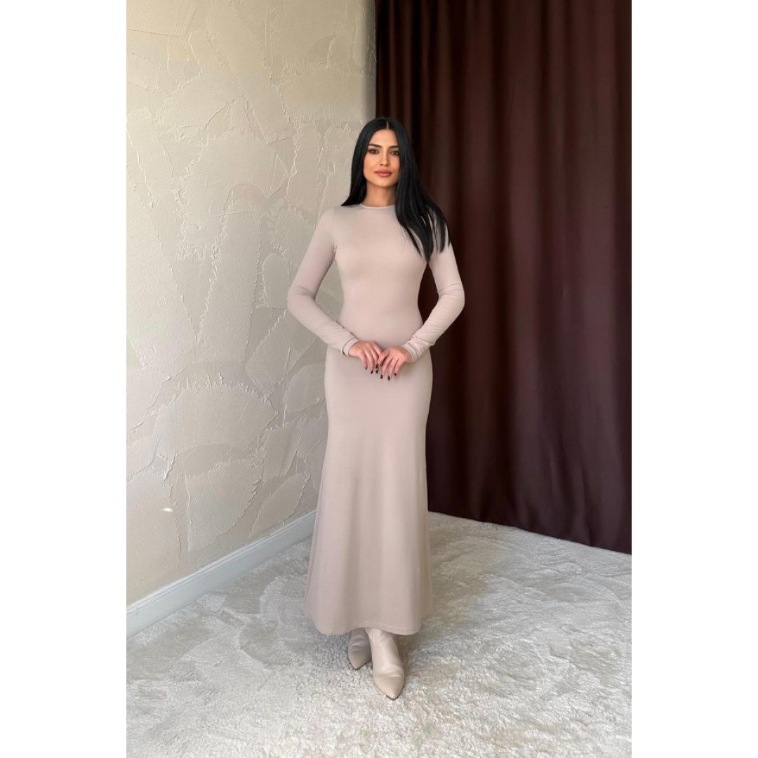 Bej Vücudu Saran Uzun Elbise - 154190 Bej Vücudu Saran Uzun Elbise - 154190