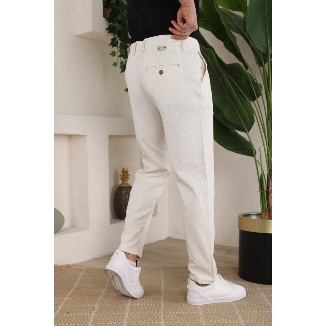 Erkek Casual Slim Fit Cord Desenli Kumaş Pantolon - 159386 Erkek Casual Slim Fit Cord Desenli Kumaş Pantolon - 159386
