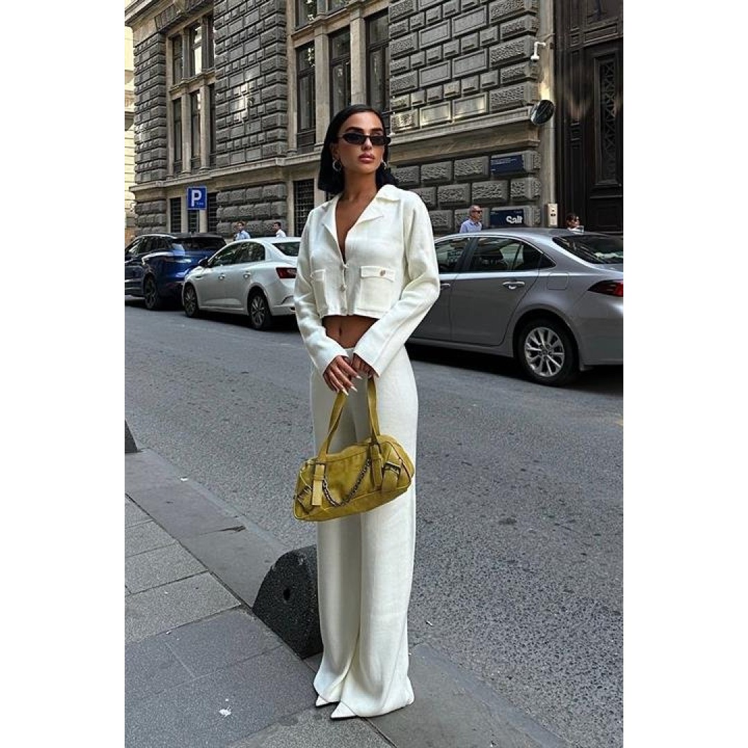 Nancy Kruveze Yaka Crop Takım 9954 - 25 155856 Nancy Kruveze Yaka Crop Takım 9954 - 25 155856