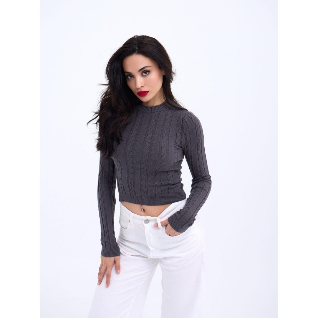 42491 TRİKO SAÇ ÖRGÜ CROP KAZAK-ANTRASİT 143999 42491 TRİKO SAÇ ÖRGÜ CROP KAZAK-ANTRASİT 143999