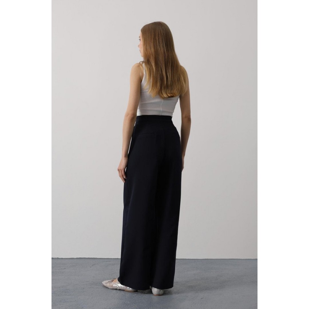 Pileli Bağcıklı Oversize Pantolon - Lacivert 162829 Pileli Bağcıklı Oversize Pantolon - Lacivert 162829