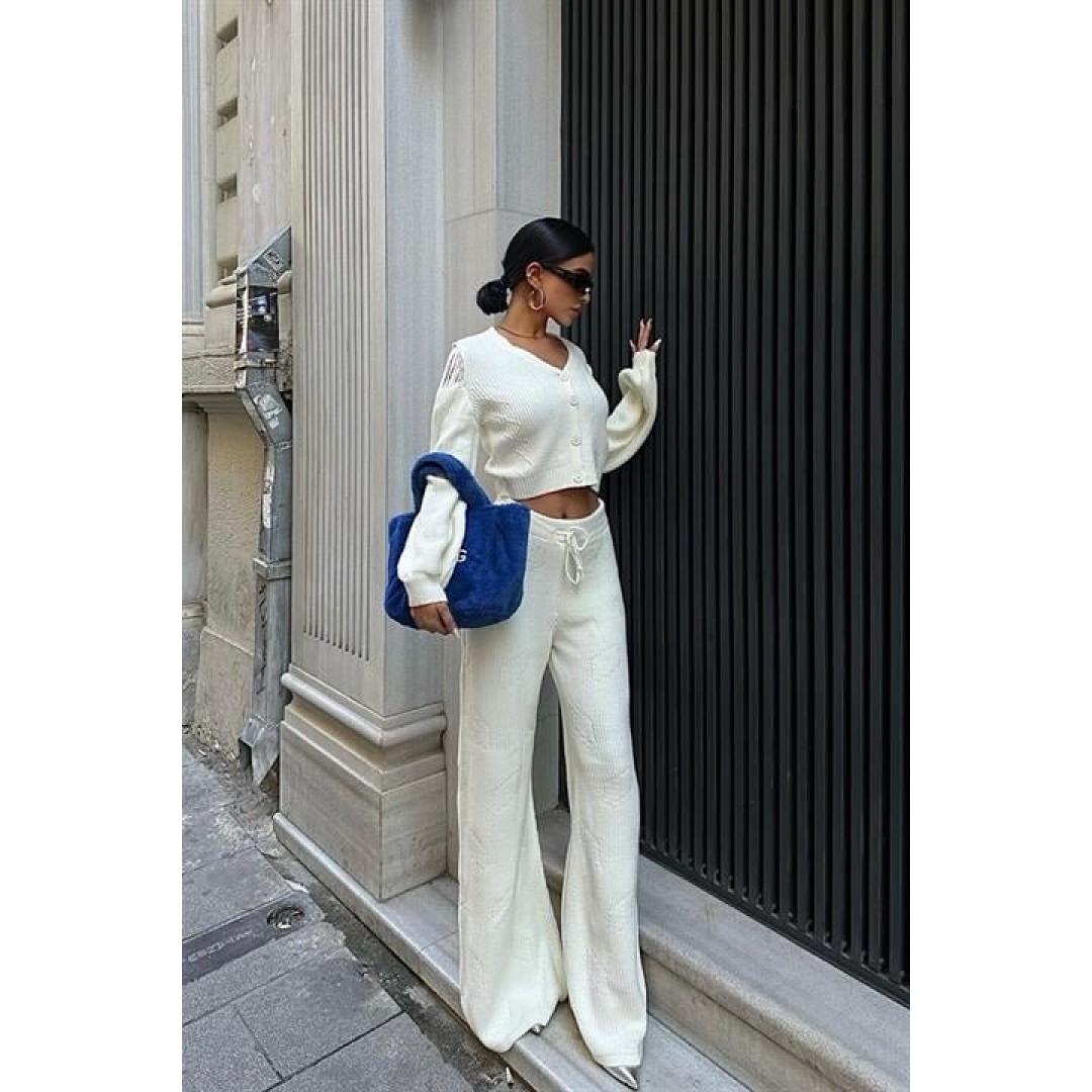 Püskül Detaylı Hırka Pantolon Triko Takım 9967 158368 Püskül Detaylı Hırka Pantolon Triko Takım 9967 158368
