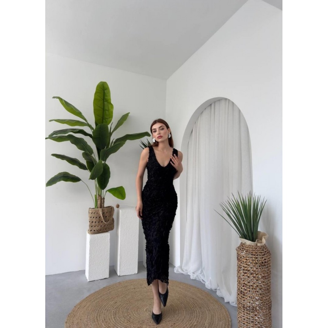 Kren Gül Detaylı Elbise - 162376 Kren Gül Detaylı Elbise - 162376