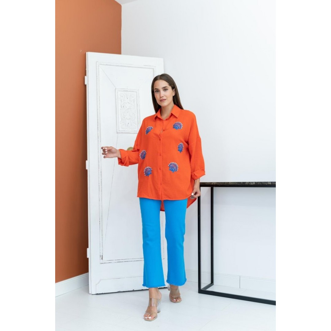 Oranj Deniz Kabuk Desenli Gömlek 148351 Oranj Deniz Kabuk Desenli Gömlek 148351
