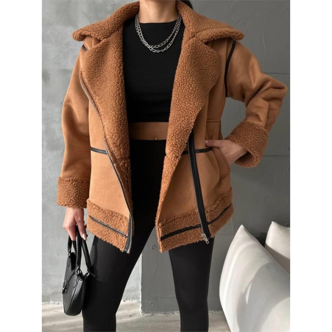 NUBUK MONT KÜRK YAKA - Taba 152750