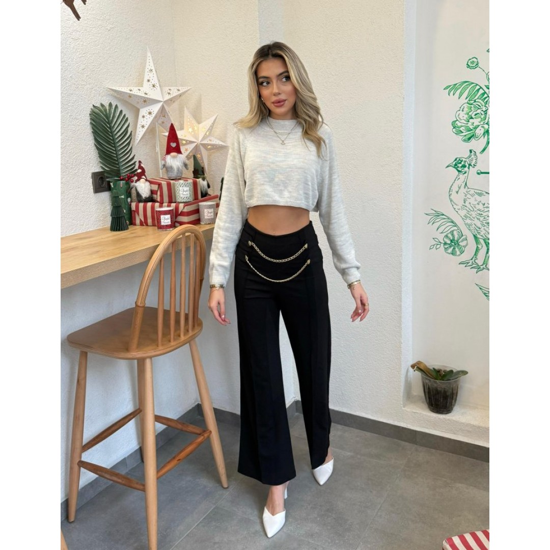 Kadın Beli Zincir Detay Ithal Krep Pantolon - 135591 Kadın Beli Zincir Detay Ithal Krep Pantolon - 135591