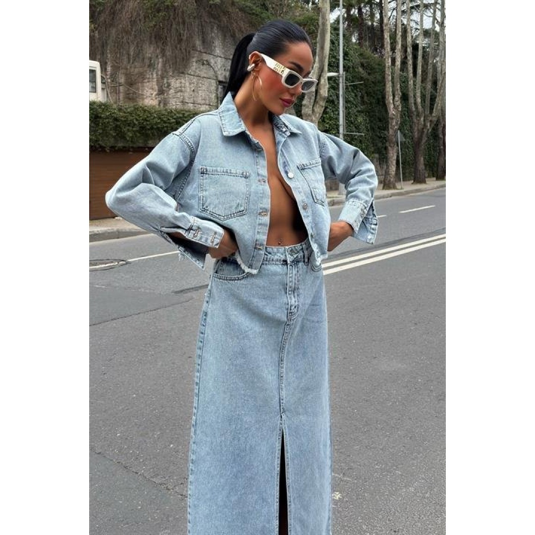 Veronika Yırtmaçlı Denim Takım 9913 155028 Veronika Yırtmaçlı Denim Takım 9913 155028
