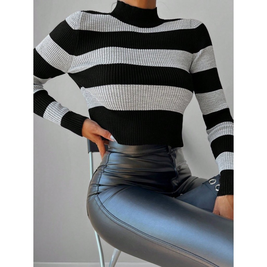 Kadın Uzun Kollu çizgi Detay Triko Bluz - 80148 Kadın Uzun Kollu çizgi Detay Triko Bluz - 80148