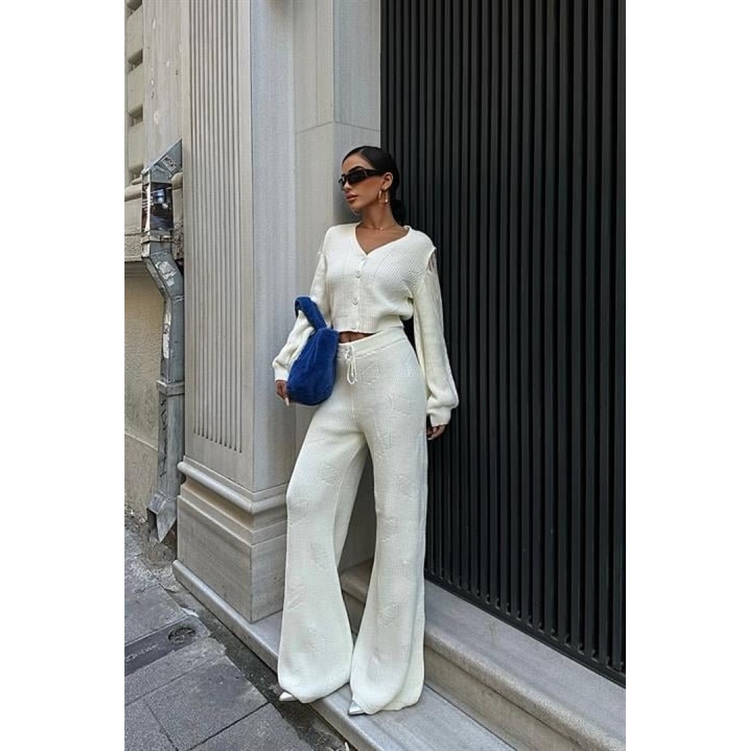 Püskül Detaylı Hırka Pantolon Triko Takım 9967 158368 Püskül Detaylı Hırka Pantolon Triko Takım 9967 158368