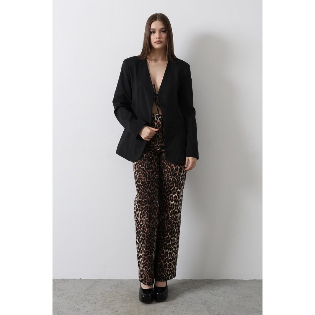 Önü Bağlamalı Blazer Ceket - Siyah 151564 Önü Bağlamalı Blazer Ceket - Siyah 151564
