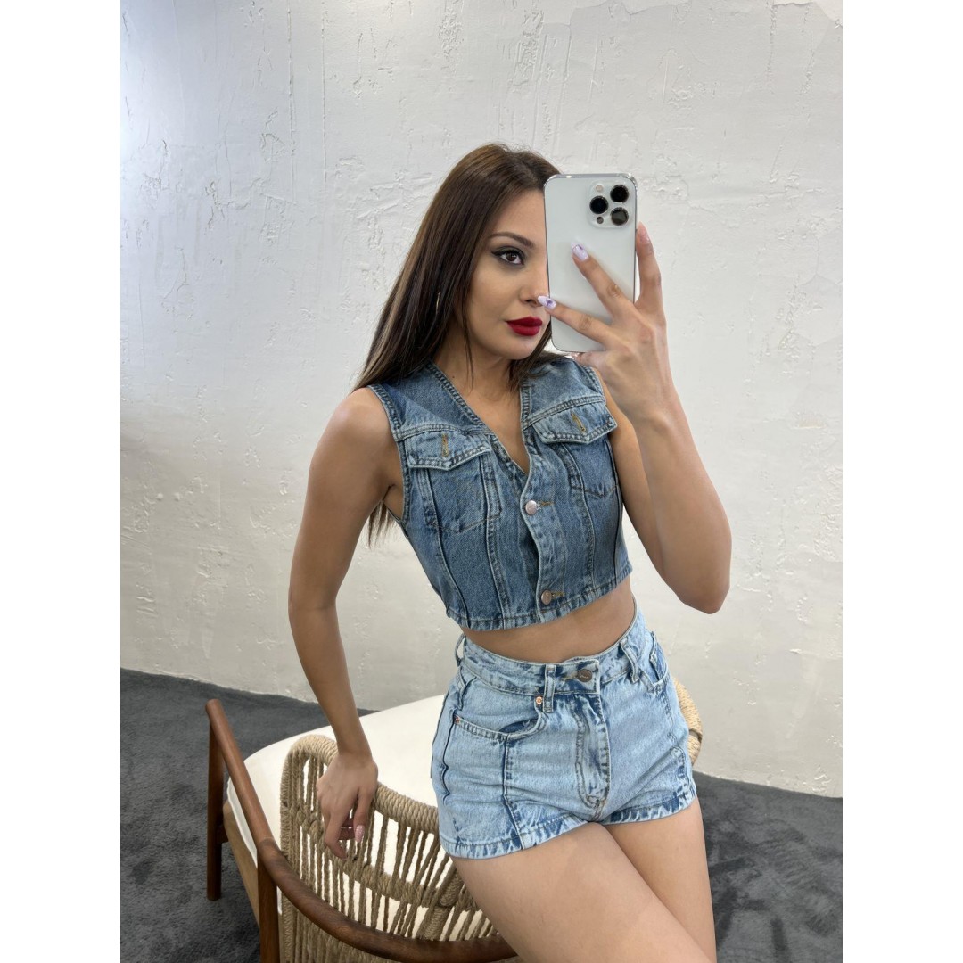 6317 KOT BLUZ-MAVİ