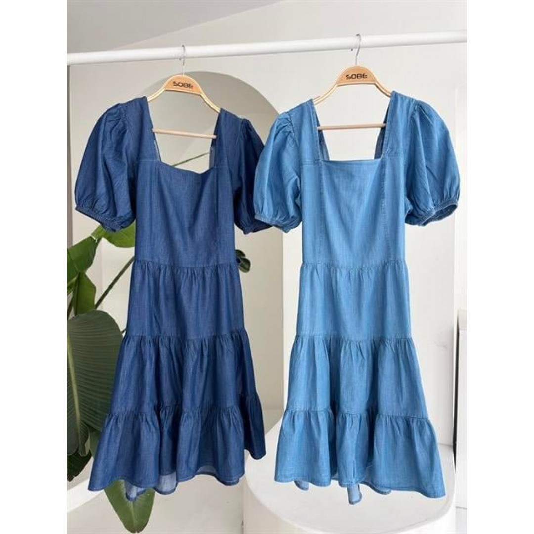 Kare Yakalı Ve Gipe Detaylı Tensel Elbise 2883 - 159427 Kare Yakalı Ve Gipe Detaylı Tensel Elbise 2883 - 159427