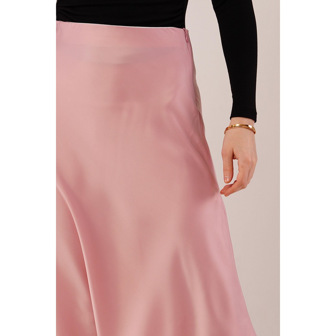 Çan Kesim Midi Pembe Saten Etek 147349 Çan Kesim Midi Pembe Saten Etek 147349