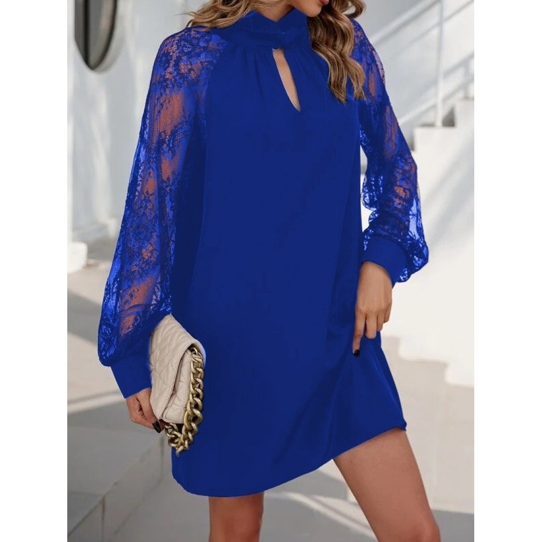 Kadın Uzun Kollu Tül Detay Sandy Mini Boy Elbise - 76026 Kadın Uzun Kollu Tül Detay Sandy Mini Boy Elbise - 76026