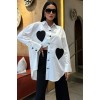 Kalp Nakışlı Ve Düğme Detaylı Oversize Gömlek 3430 158456