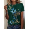 Kadın Kısa Kollu Mavi Sarı Kelebek Baskı Süprem T-shirt 115130 Kadın Kısa Kollu Mavi Sarı Kelebek Baskı Süprem T-shirt 115130