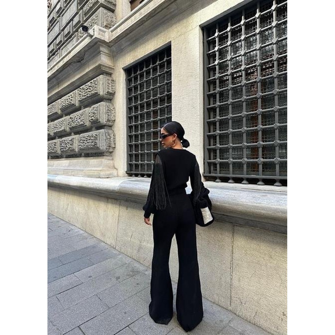 Püskül Detaylı Hırka Pantolon Triko Takım 9967 158369 Püskül Detaylı Hırka Pantolon Triko Takım 9967 158369