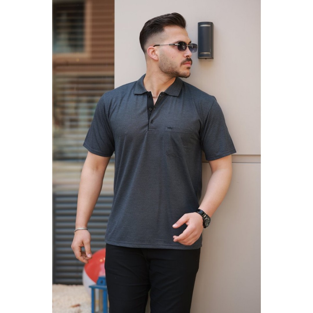 Erkek Yakalı Mini Jakarlı Kısa Kollu T-shirt 160888 Erkek Yakalı Mini Jakarlı Kısa Kollu T-shirt 160888