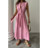 KETEN ELBİSE KOLSUZ BEL BAĞLAMALI MAXİ ELBİSE - Pembe - 161864 KETEN ELBİSE KOLSUZ BEL BAĞLAMALI MAXİ ELBİSE - Pembe - 161864
