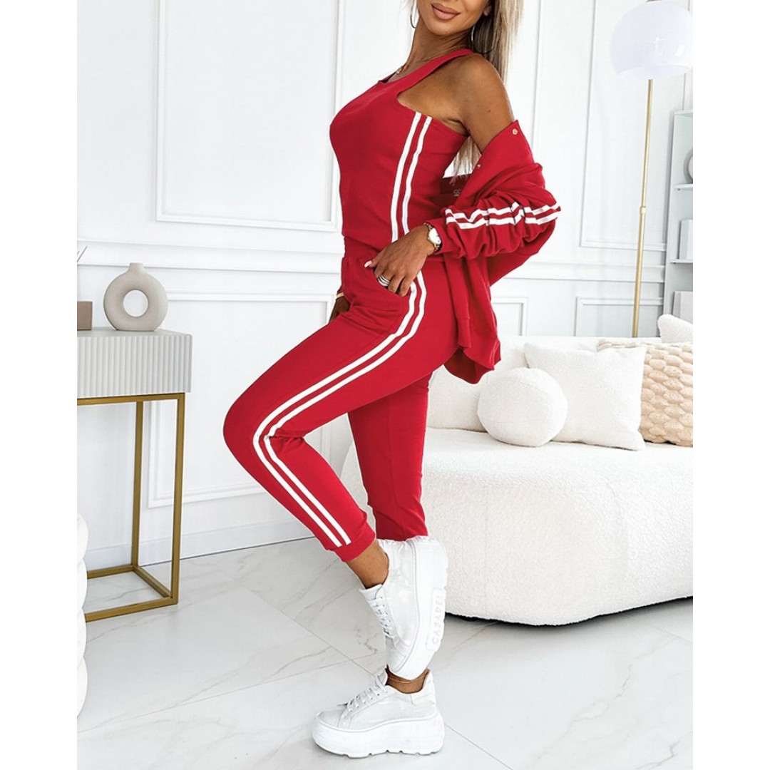 Kadın Askılı Kısa Iki Iplik Krop Bluz Uzun Kollu önden çıtçıtlı şerit Detaylı Ceket Ve Pantolon üçlü Takım 140068 Kadın Askılı Kısa Iki Iplik Krop Bluz Uzun Kollu önden çıtçıtlı şerit Detaylı Ceket Ve Pantolon üçlü Takım 140068