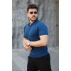Erkek Viskon Kumaş Polo Yaka Desenli Tişört 154507