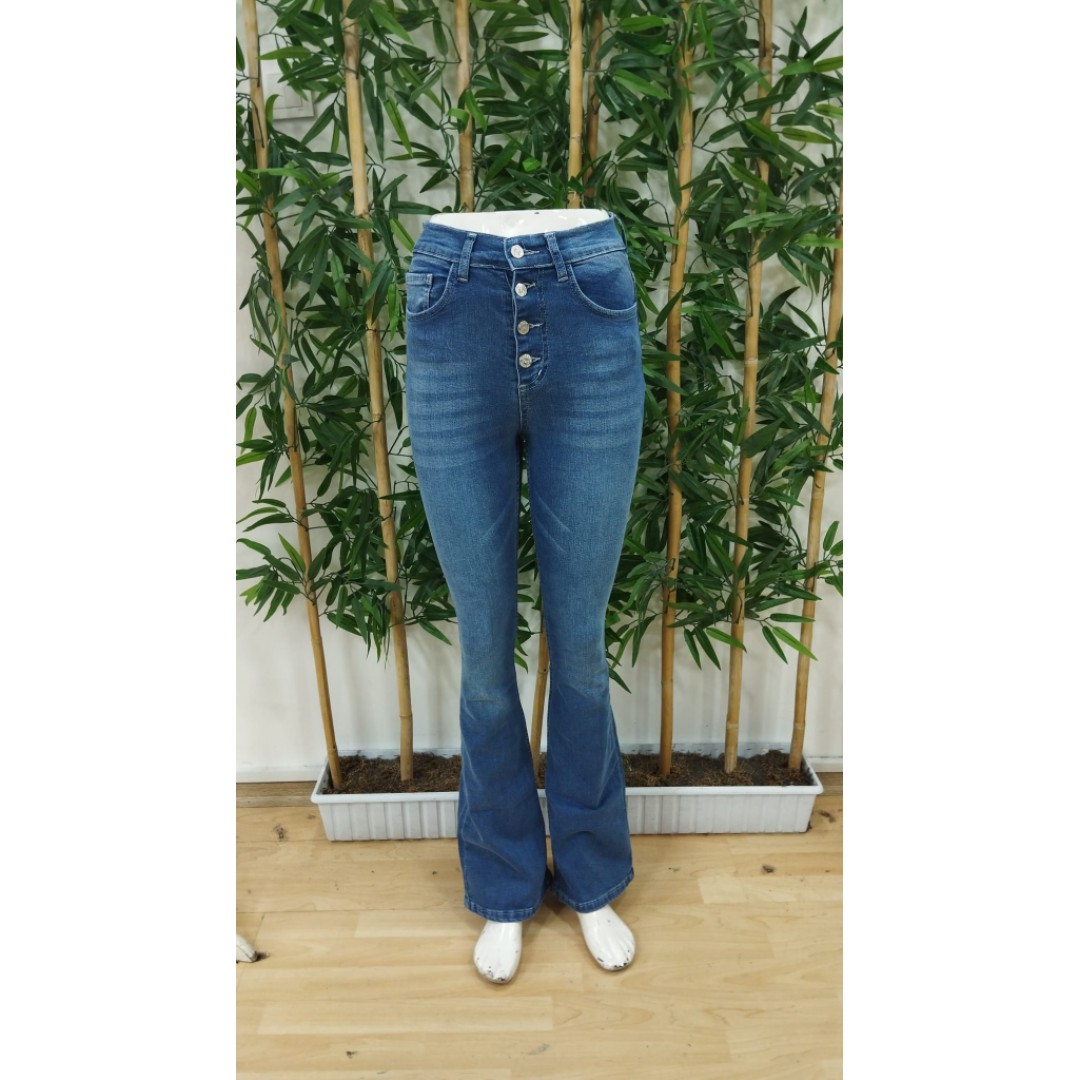 Kadın Yüksek Bel önden Düğmeli Cep Detay Ispanyol Paça Denim Pantolon 135645 Kadın Yüksek Bel önden Düğmeli Cep Detay Ispanyol Paça Denim Pantolon 135645