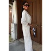 Blazer Ceketli Çizgili Keten Takım 10186 159435