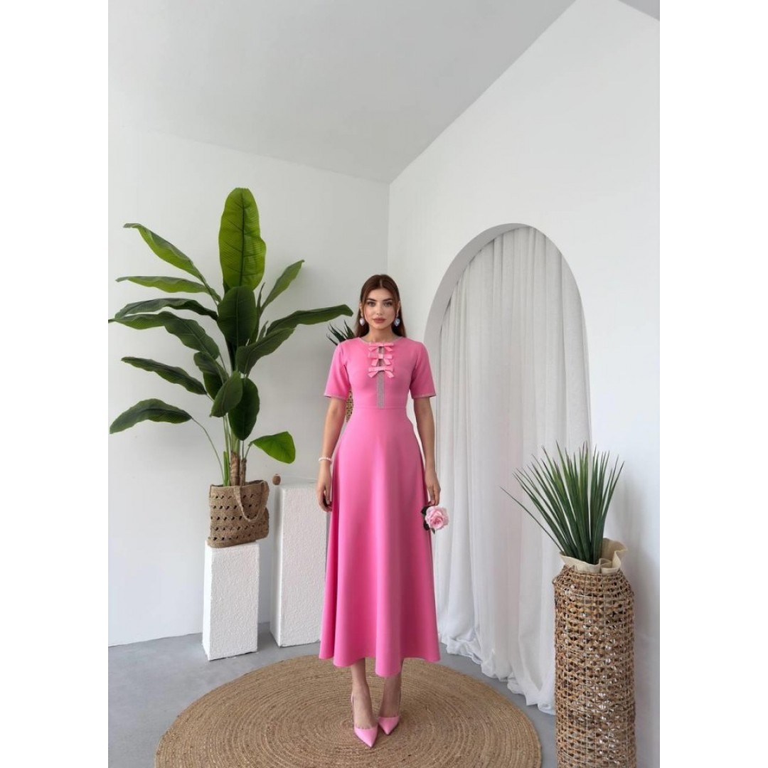 Wera Taşlı Fiyonk Detaylı Elbise 162263 Wera Taşlı Fiyonk Detaylı Elbise 162263
