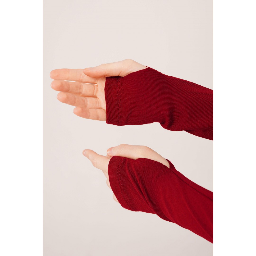 Uzun Kollu Basic Bordo Bluz 147405