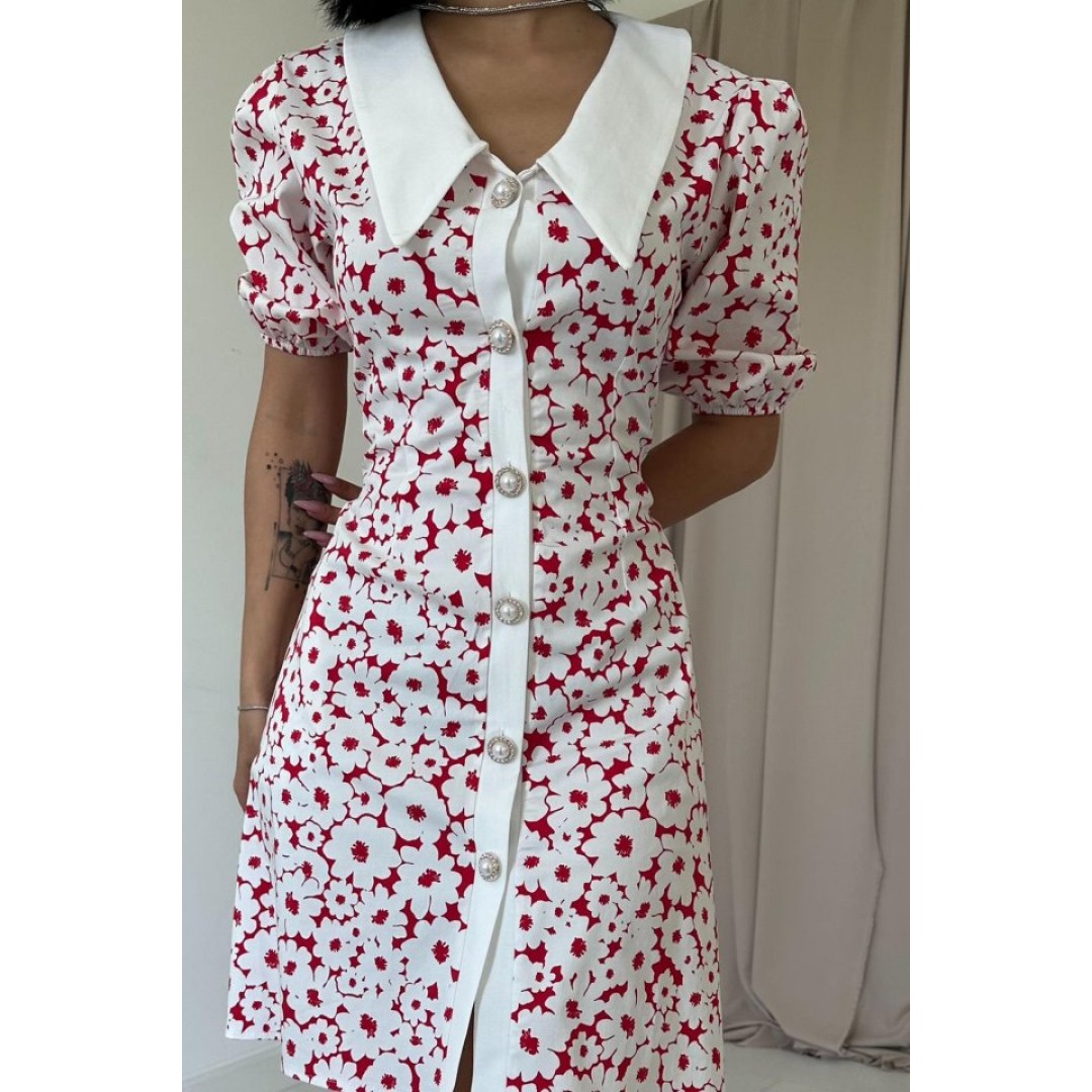 Fuşya Önlük Yakalı Poplin Elbise - 153485 Fuşya Önlük Yakalı Poplin Elbise - 153485
