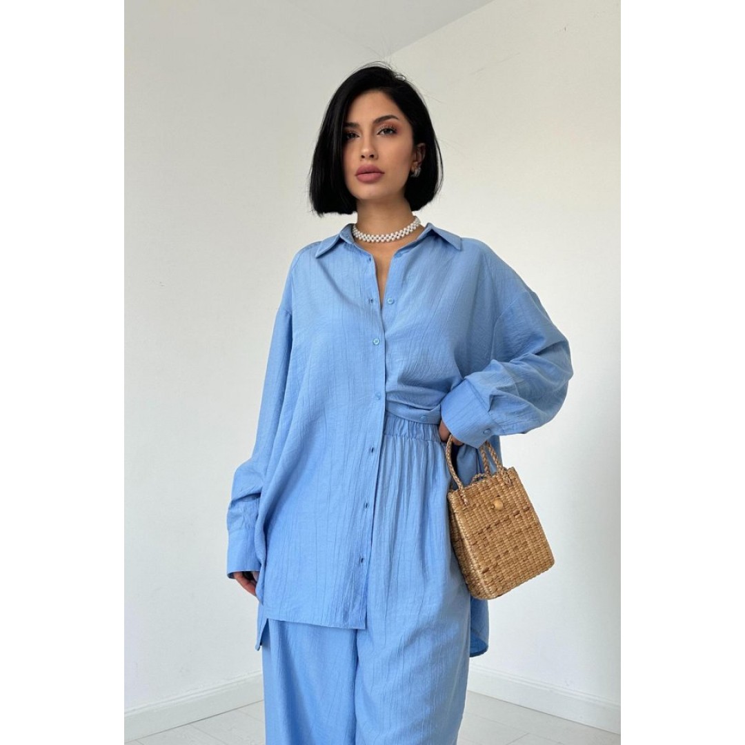 Mavi Alice Gömlek Ve Bol Kesim Pantolon Takım 148481 Mavi Alice Gömlek Ve Bol Kesim Pantolon Takım 148481