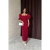 Bordo İşlemeli Kolu Garnili Elbise 159305 Bordo İşlemeli Kolu Garnili Elbise 159305