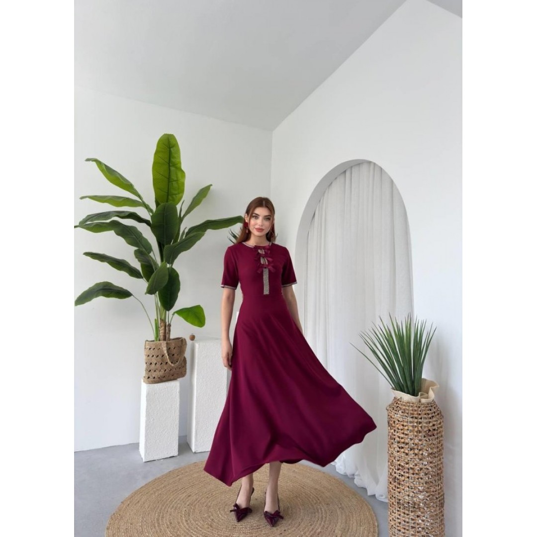 Wera Taşlı Fiyonk Detaylı Elbise 162265 Wera Taşlı Fiyonk Detaylı Elbise 162265