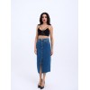 6471 DENİM MIDI SLIT SKIRT-KOYU MAVİ - 143158 6471 DENİM MIDI SLIT SKIRT-KOYU MAVİ - 143158