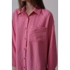 Çizgili Tek Cep Gömlek - Pembe - 157355 Çizgili Tek Cep Gömlek - Pembe - 157355