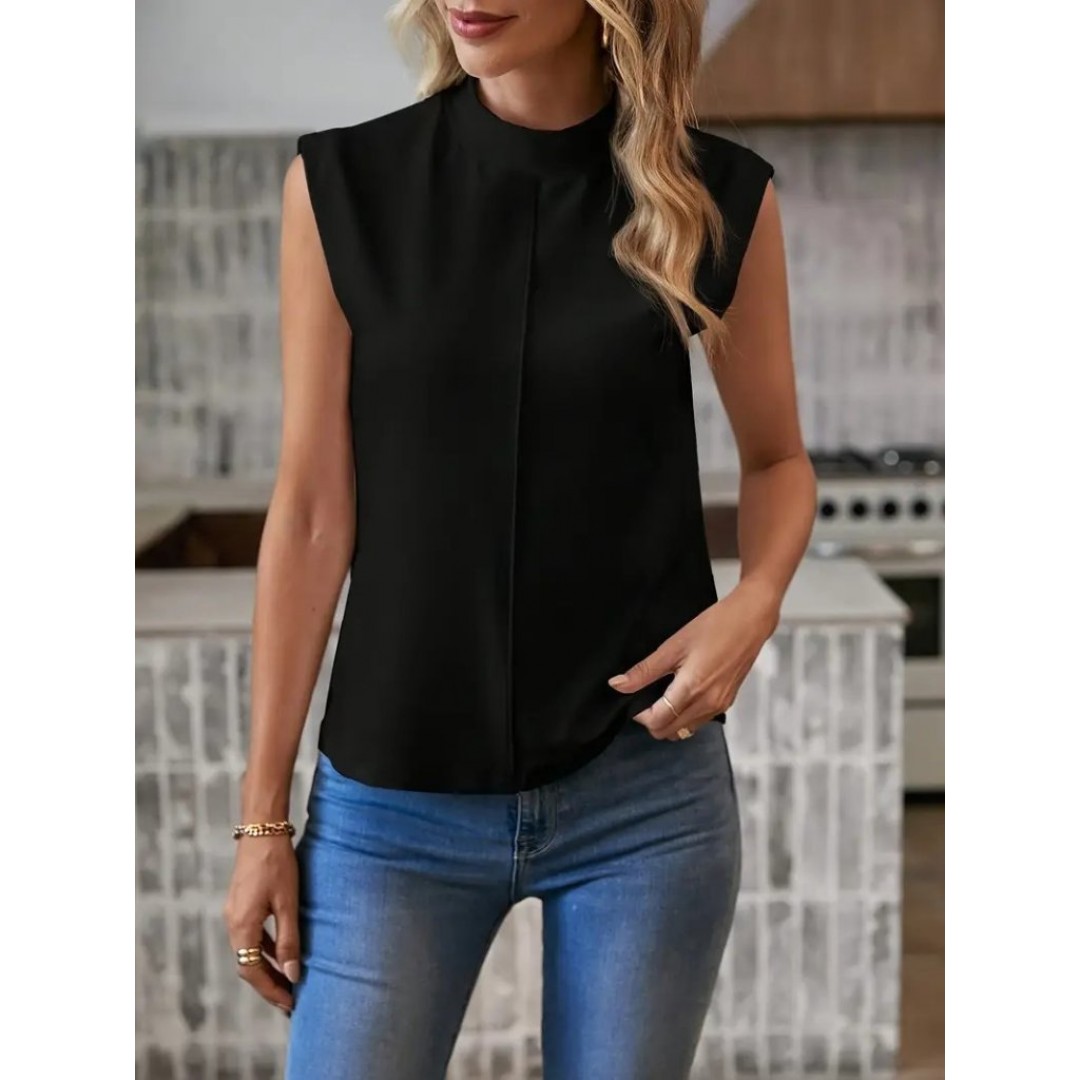 Kadın Kısa Reglan Kollu Yarı Balıkçı Yaka Ithal Krep Bluz - 160067 Kadın Kısa Reglan Kollu Yarı Balıkçı Yaka Ithal Krep Bluz - 160067