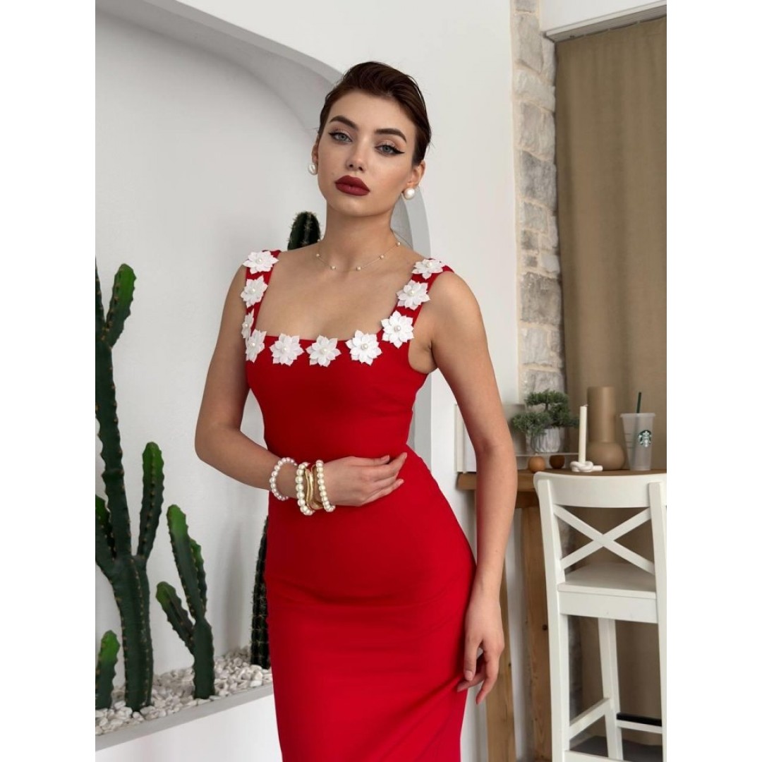 Mıng Çiçek Detaylı Elbise - 160495