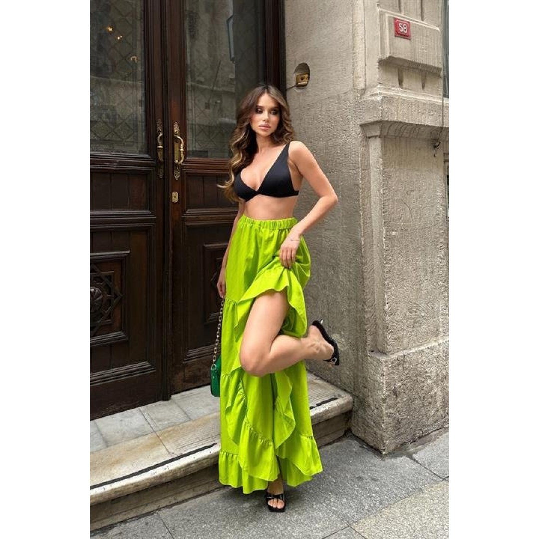 Audrey Fıfrlı Yırtmaç Detay Etek 4037 155227