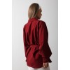 Bel Detaylı Gömlek - Bordo - 154225