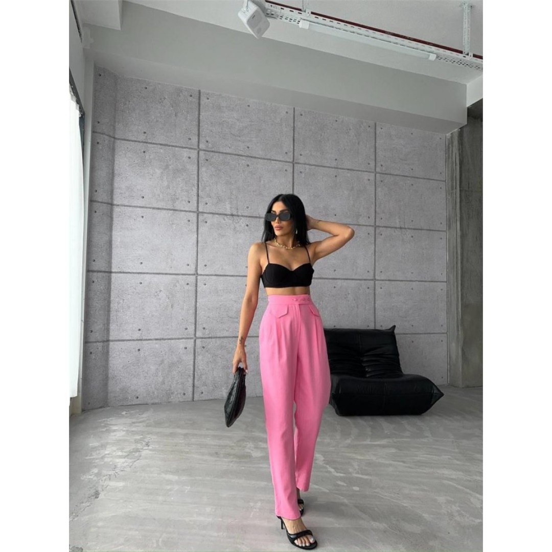 PANTOLON KAPALI CEP 3 DÜĞME DETAYLI - Pembe 150744 PANTOLON KAPALI CEP 3 DÜĞME DETAYLI - Pembe 150744