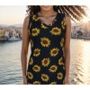 Kadın V Yaka Kolsuz Ayçiçeği Desen Krep Bluz - 113614 Kadın V Yaka Kolsuz Ayçiçeği Desen Krep Bluz - 113614
