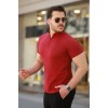 Erkek Hakim Yaka Dokuma Pamuklu Kumaş Kısa Kollu T-shirt 160092