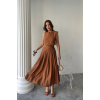 KETEN KOLSUZ BLUZ - MAXİ ETEK TAKIM - Kahverengi 161852 KETEN KOLSUZ BLUZ - MAXİ ETEK TAKIM - Kahverengi 161852