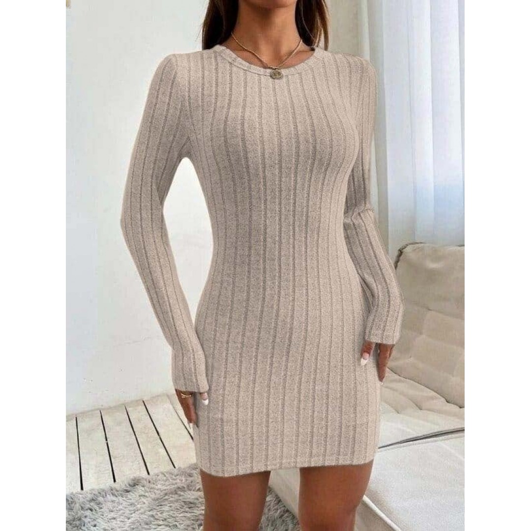 Kadın Uzun Kollu Bisiklet Yaka şardonlu Kalın Fitilli Kaşkorse Mini Boy Elbise - 132154 Kadın Uzun Kollu Bisiklet Yaka şardonlu Kalın Fitilli Kaşkorse Mini Boy Elbise - 132154