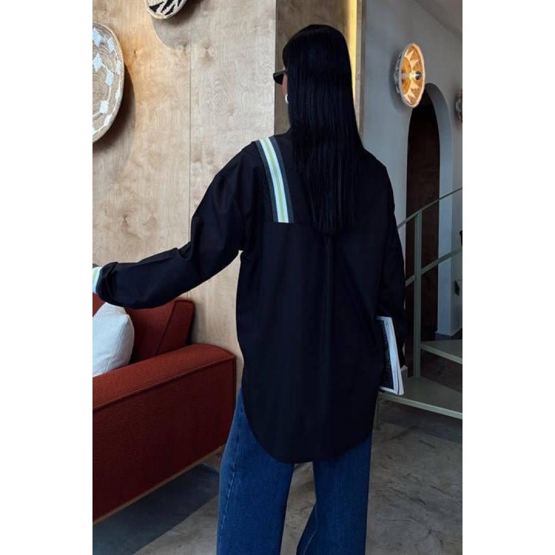 Bant Detaylı Oversize Poplin Gömlek 3436 158459